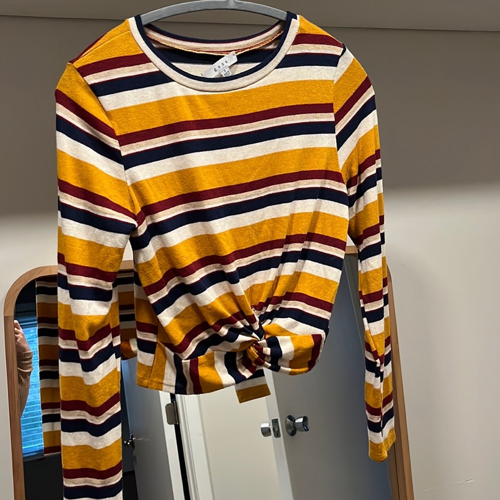 Striped long sleeve crop top